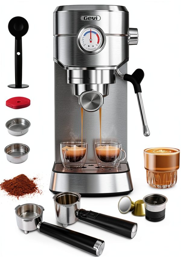 Gevi 20 Bar Espresso Machine with Milk Frother Compact GECME418E-0