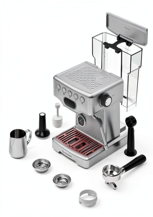 Espresso Machine AMZCHEF 58mm with Pressure Gauge Silver Gray-8