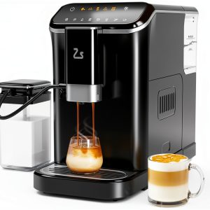 Fully Automatic Espresso Coffee Machine with Built-In Grinder, Milk Frother, Touchscreen, 20 Bar Pump Pressure, 1.5L Detachable Water Tank, One-Touch Latte & Cappuccino Maker, 1350W Gold-0