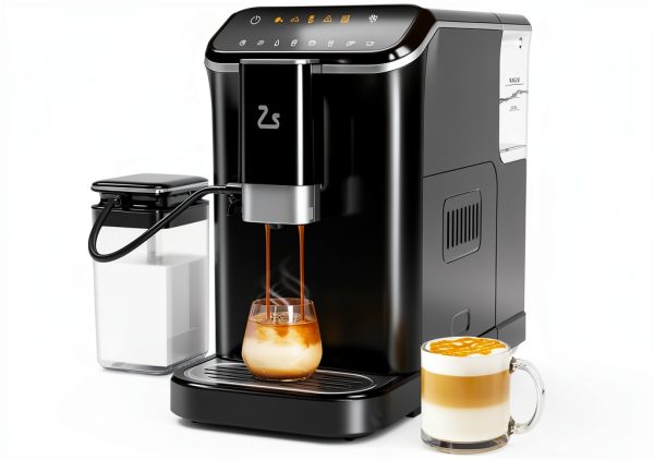 Fully Automatic Espresso Coffee Machine with Built-In Grinder, Milk Frother, Touchscreen, 20 Bar Pump Pressure, 1.5L Detachable Water Tank, One-Touch Latte & Cappuccino Maker, 1350W Gold-0