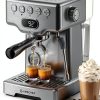 Espresso Machine AMZCHEF 58mm with Pressure Gauge Silver Gray-0
