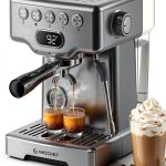 Espresso Machine AMZCHEF 58mm with Pressure Gauge Silver Gray-0