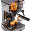 Espresso Machine AMZCHEF 58mm with Pressure Gauge Silver Gray-1