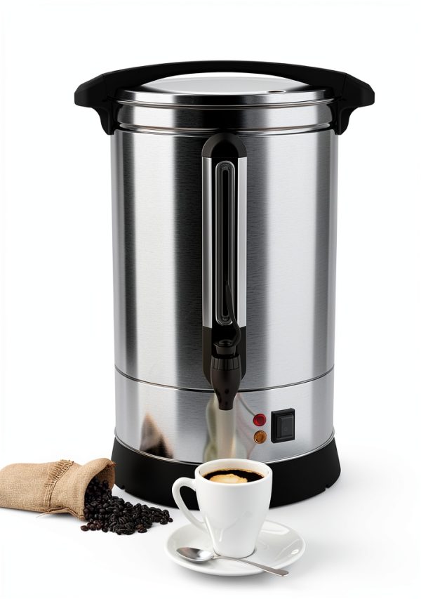 GlowSol Commercial Coffee Urn, 14L/3.7 Gal Hot Beverage Dispenser, 100 Cup, Stainless Steel Hot Coffee Dispenser for Party-0