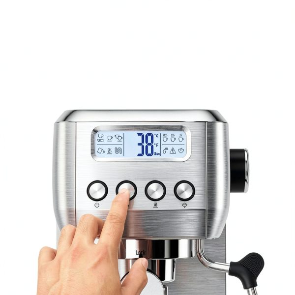Gourmia Slim Espresso Machine 20-Bar Pump LCD Milk Frother Stainless-2