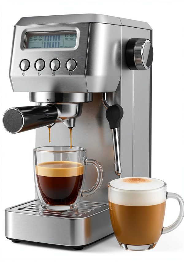 Gourmia Slim Espresso Machine 20-Bar Pump LCD Milk Frother Stainless-0