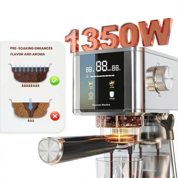 WAA 20 Bar Barista Grade Espresso Machine Stainless Steel 1.2L Silver-2