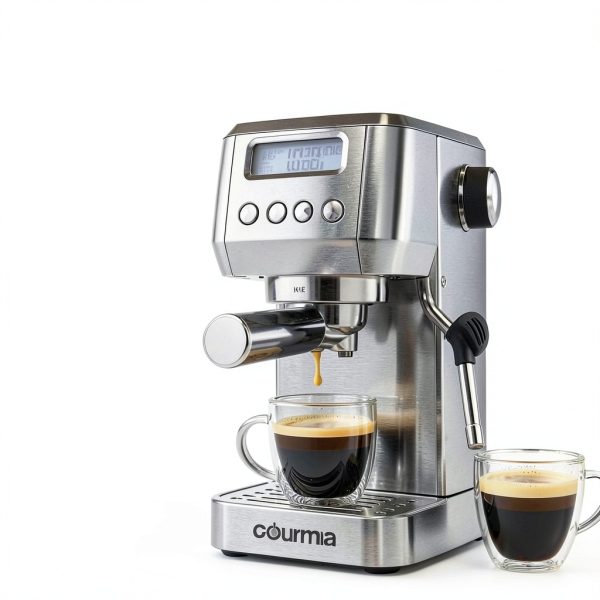 Gourmia Slim Espresso Machine 20-Bar Pump LCD Milk Frother Stainless-6